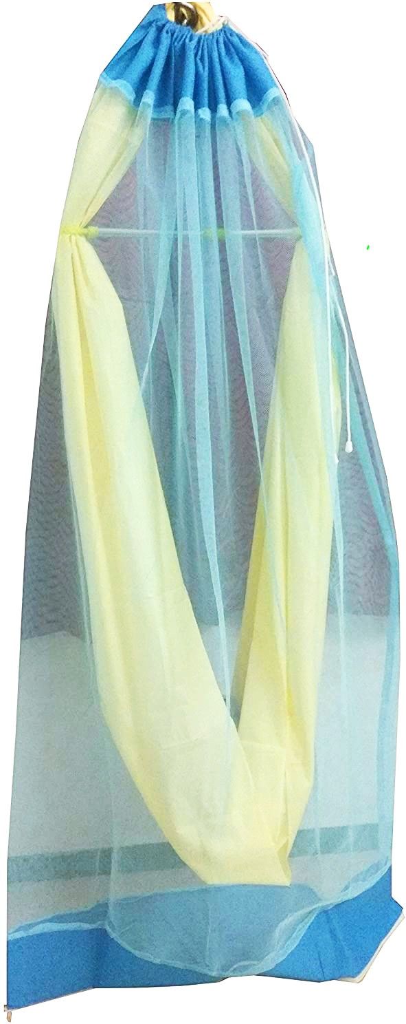 Fibre Kids Washable Mosquito Net for Baby Cradle/Baby Jhula/Baby Swing with Zip Opening, White and Blue Mosquito Net-image-33
