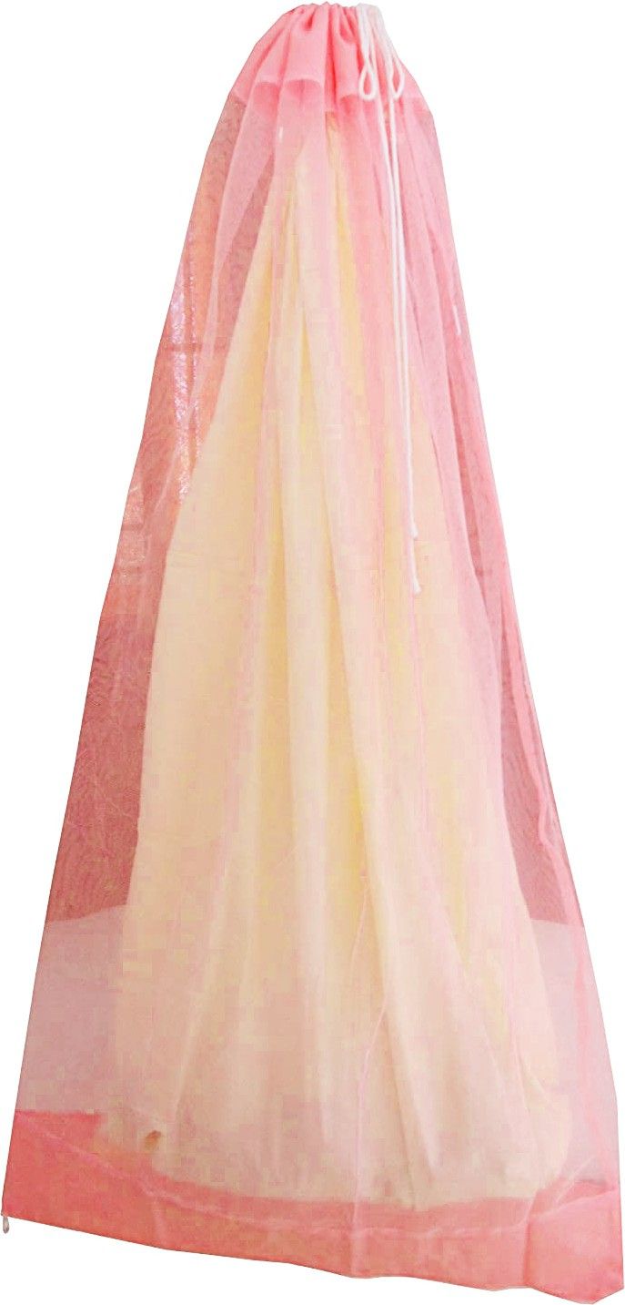 Cotton Kids Washable Fibre Kids Mosquito Net for Baby Cradle/Baby Jhula/Baby Swing with Zip Opening, White and Pink Mosquito Net Mosquito Net