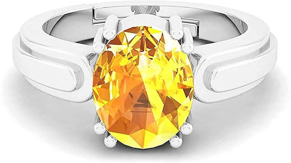 sidharth gems 7.25 Ratti 6.00 Carat Natural Yellow Sapphire Pure Sterling Silver 92.5 Sterling Silver Sapphire Sterling Silver Plated Ring-picture-11