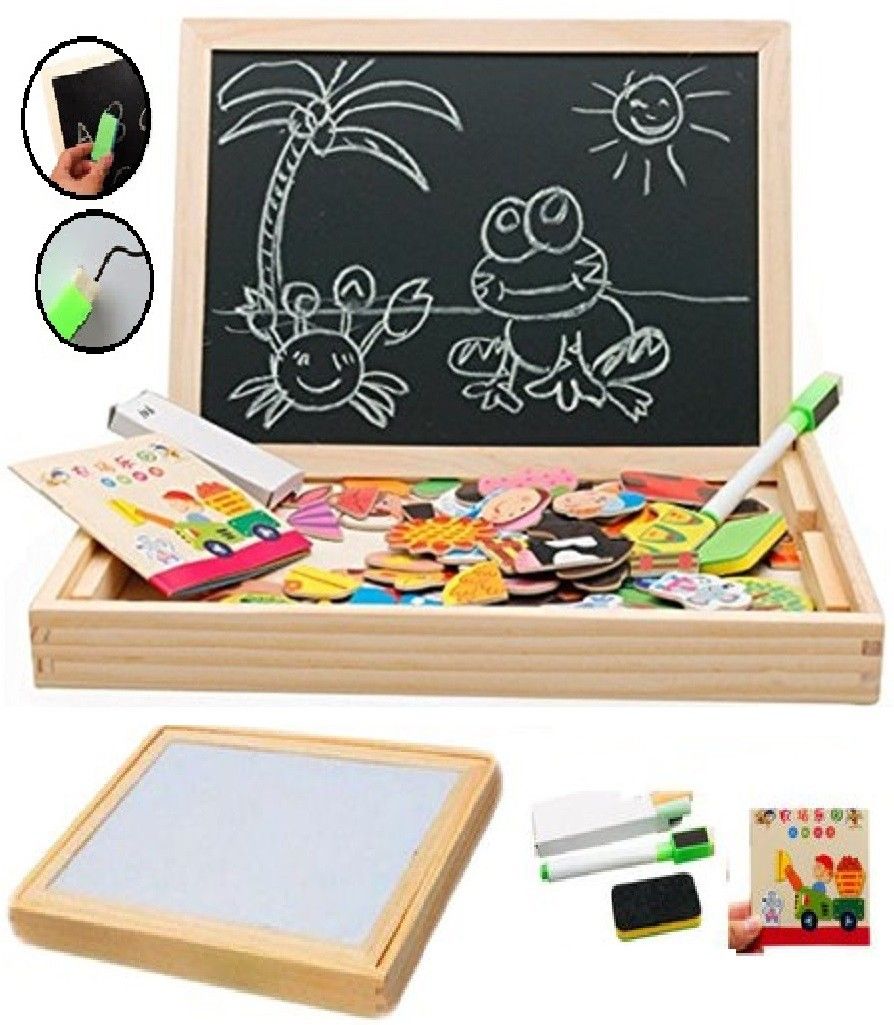 Drawing Board Baby Kids Wood Magnetic board 2 in 1 Child Educational Toys Animal Spells Happily for kids-image-41