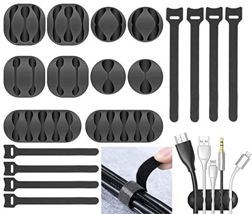 Bulfyss 18pcs Cord Cable Wire Holder Protector Organizer and Loop Cable Ties Earphone Cable Organizer-image-35