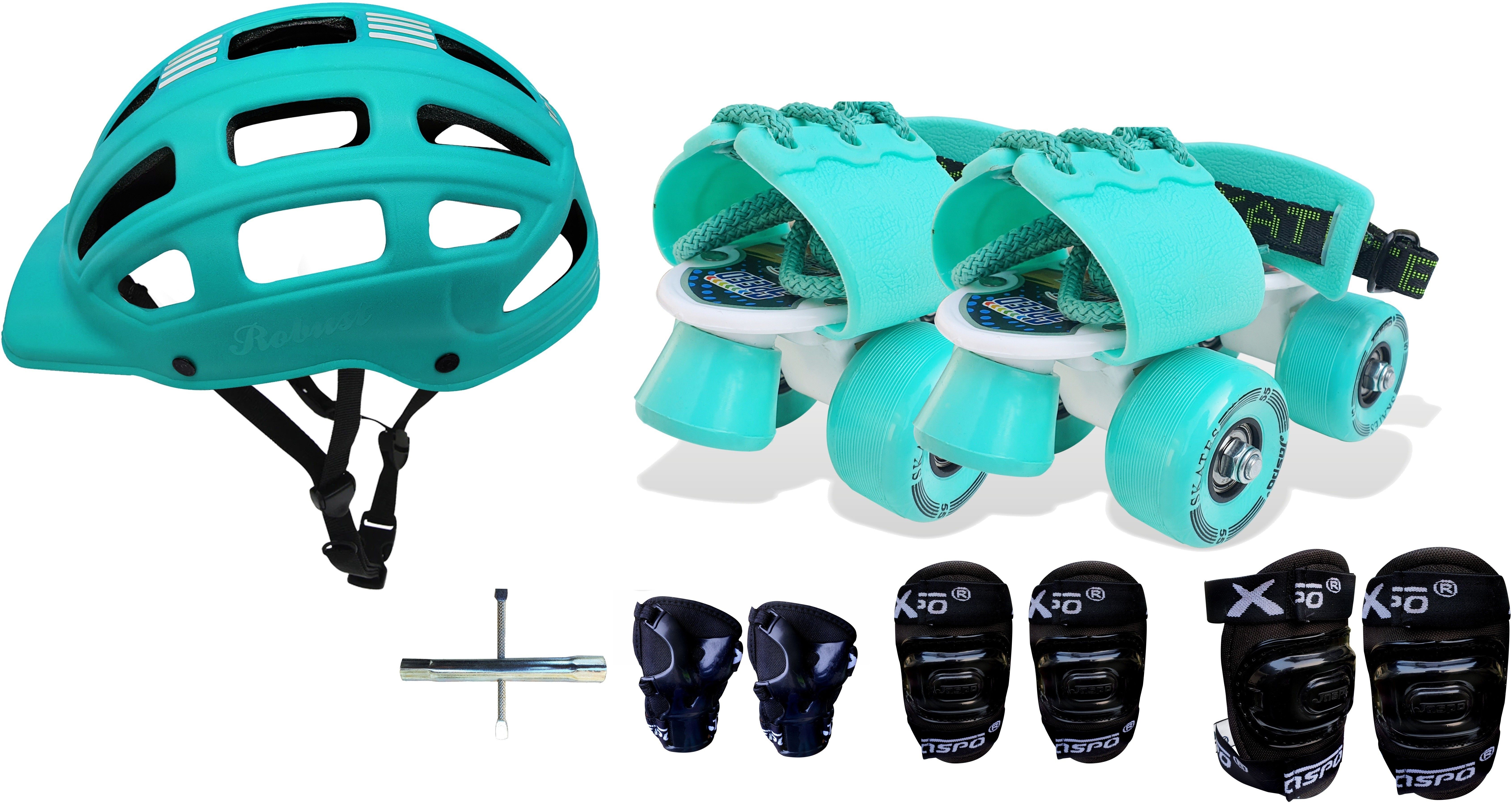 jaspo Toddlers Baby Kids Junior Pro Adjustable Roller Skates Combo (Color: Cyan) (Suitable for Age Group Up to 5 Years) Skating Kit-picture-10