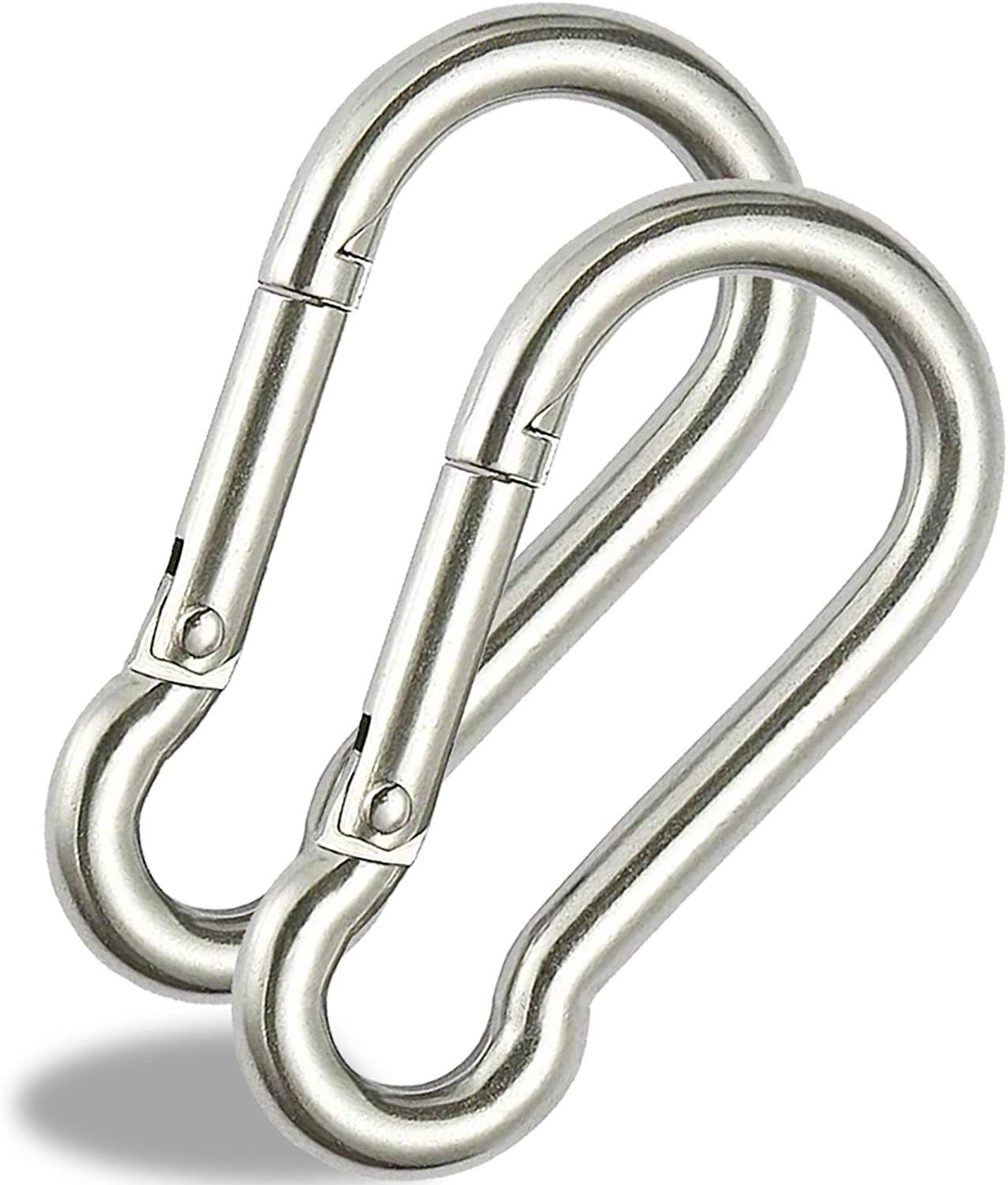 3 Inch Stainless Steel Spring Snap Hook Carabiner, 316 Stainless Steel Clips Locking Carabiner