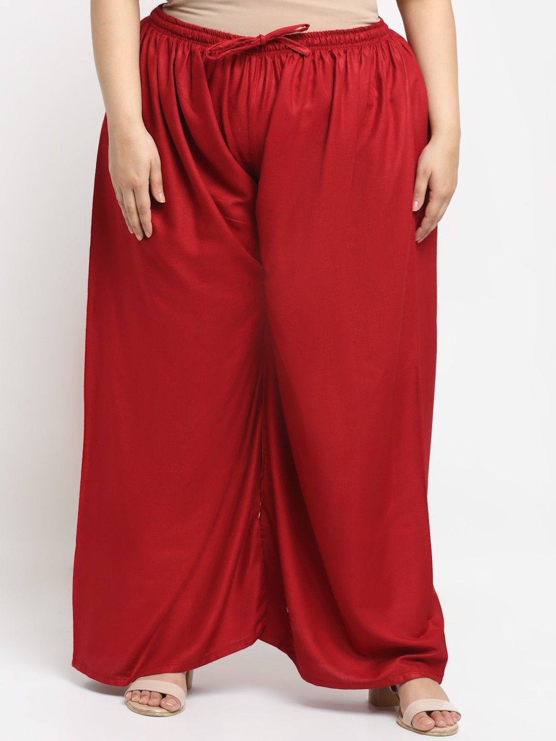 Women Flared Maroon Viscose Rayon Trousers-image-43