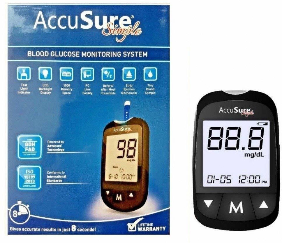 AccuSure Simple Glucometer Machine with 25 Test Strips 25 Glucometer Strips-picture-43
