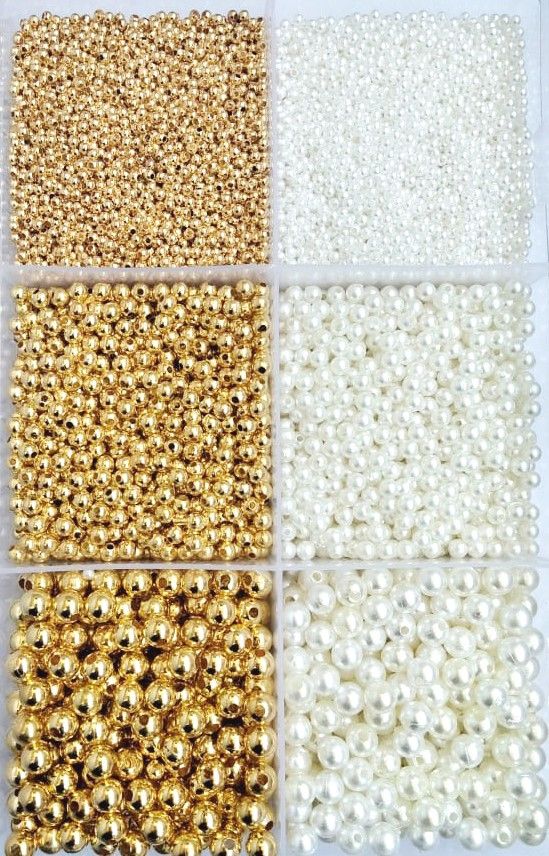 atifa Gold and off-white Pearl beads for craft and jewellery making[total 1400 Beads]-picture-21