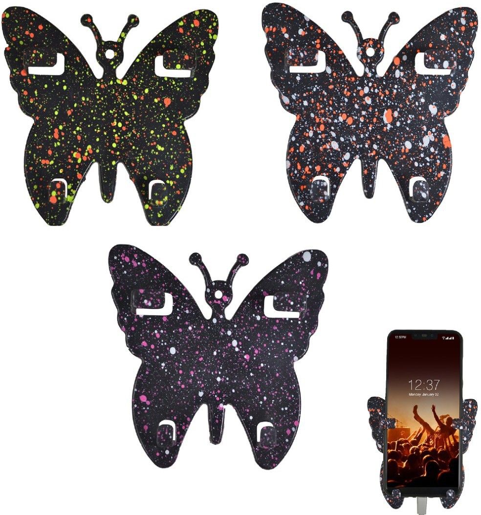 thekiteco. Pack of 3 Butterfly Shaped Wall Mounted Phone Stand Wall Mounted Mobile Holder-image-6