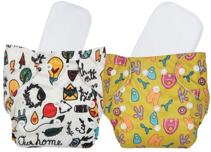 Free Size Reusable Cloth Diaper With 2 Dry Feel Absorbent Soaker Pad (3M-3Y)