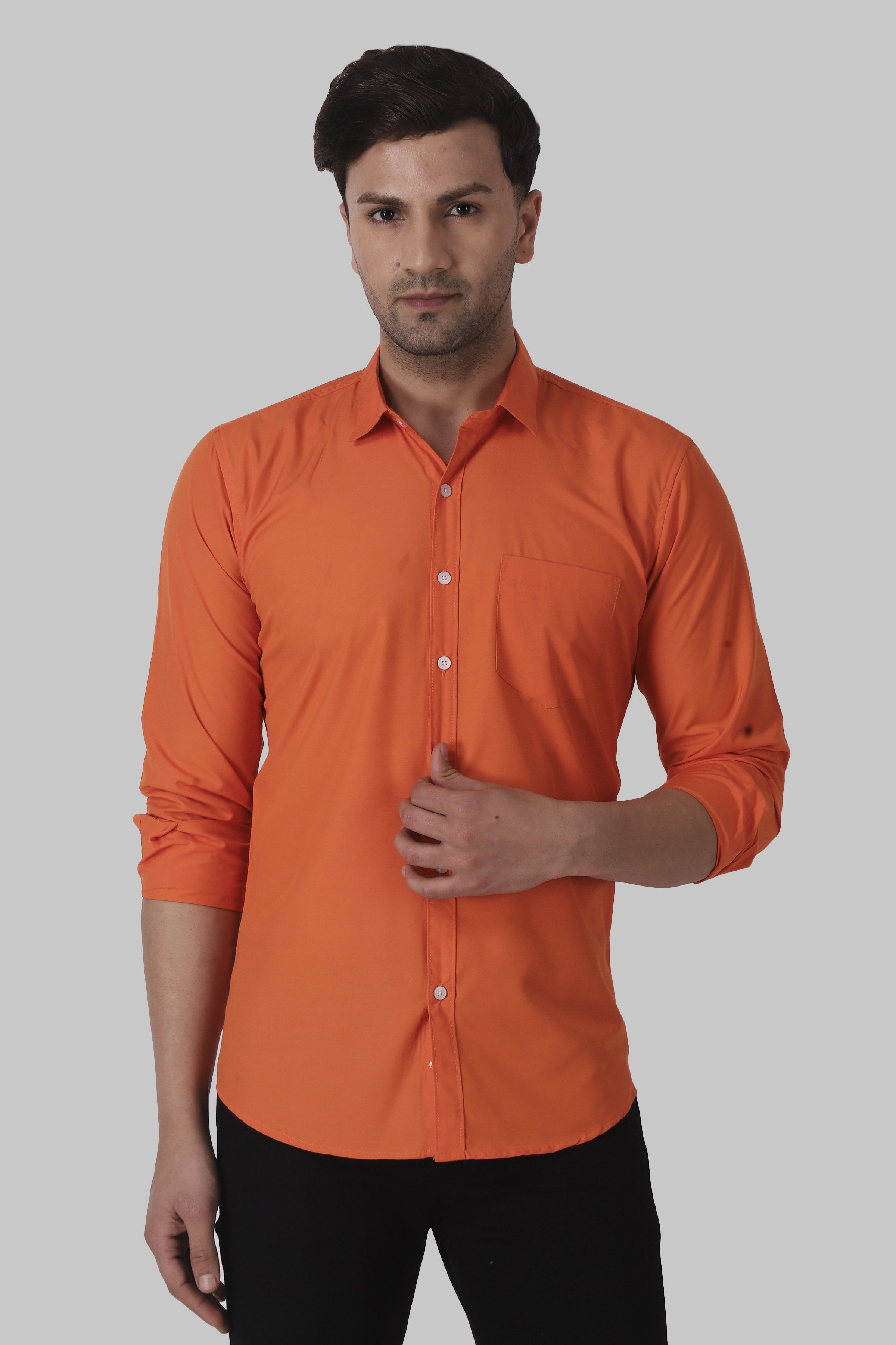 voroxy Men Regular Fit Solid Spread Collar Casual Shirt-picture-19