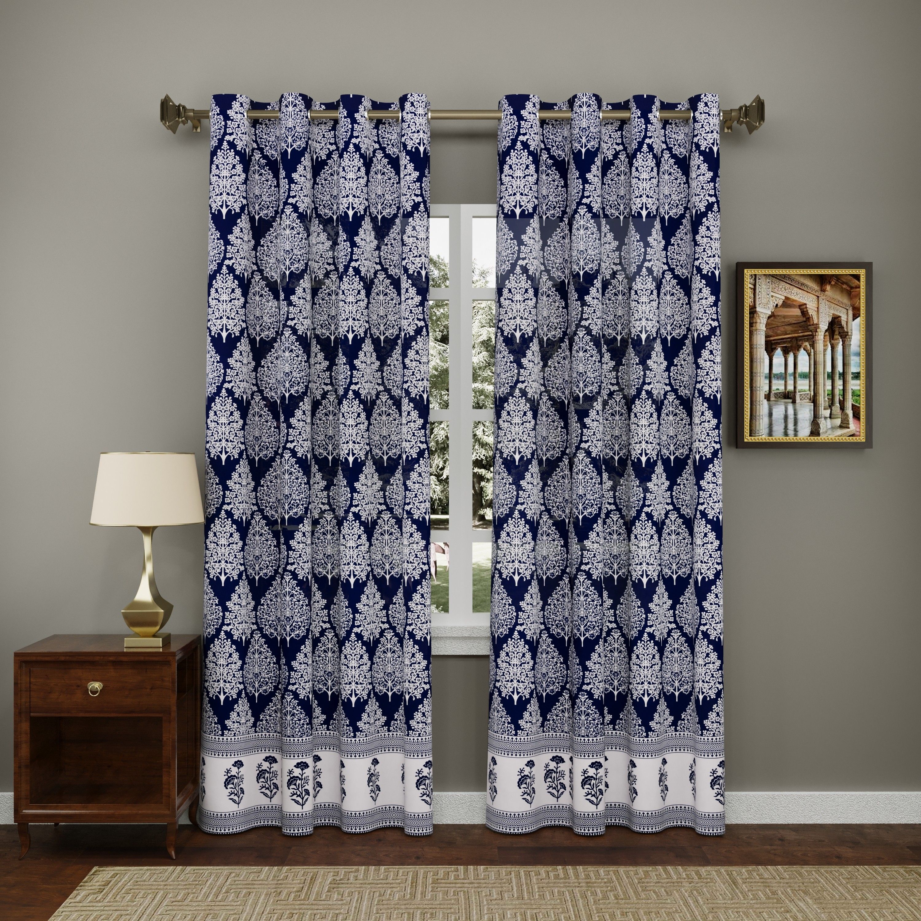 blocks of india 275 cm (9 ft) Long Door Cotton Semi Transparent Curtain (Pack Of 2)-picture-14