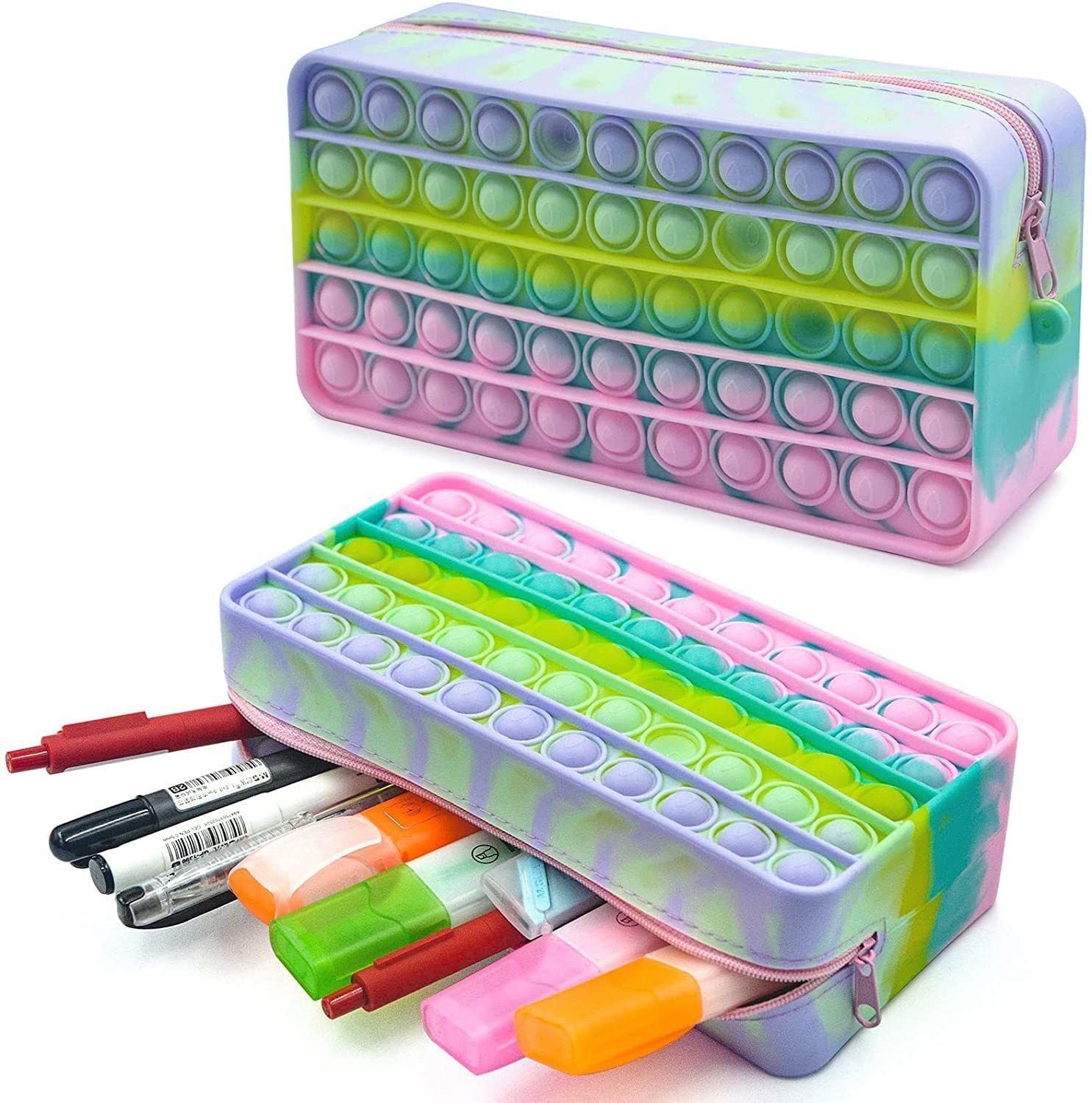Pencil Pouch Case Simple Sensory Silicone Bubble Pop Art Artificial Leather Pencil Box-image-10