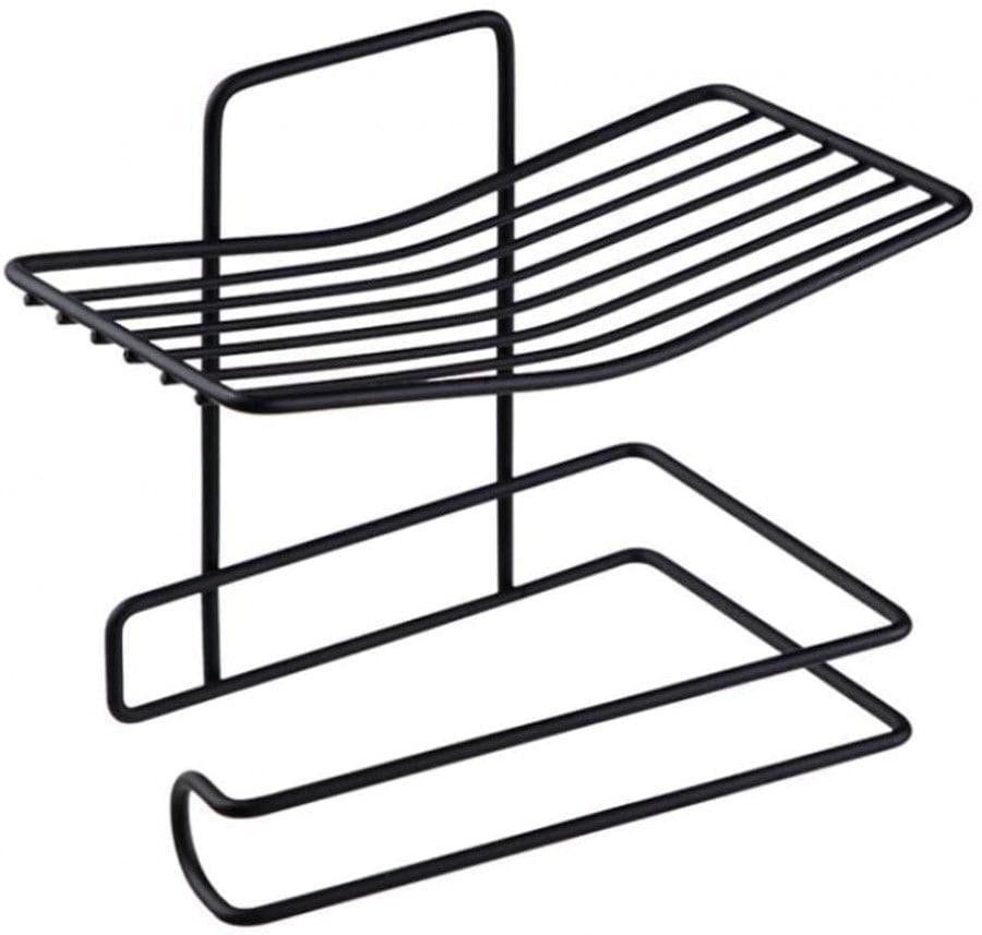 Bathroom tissue holder with storage shelf Iron Toilet Paper Holder-image-26