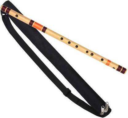 khalsa musical C Sharp Medium Right Hand Bansuri 7 Holes 18.5 inches Natural Flute with Carry Bamboo Flute image 1
