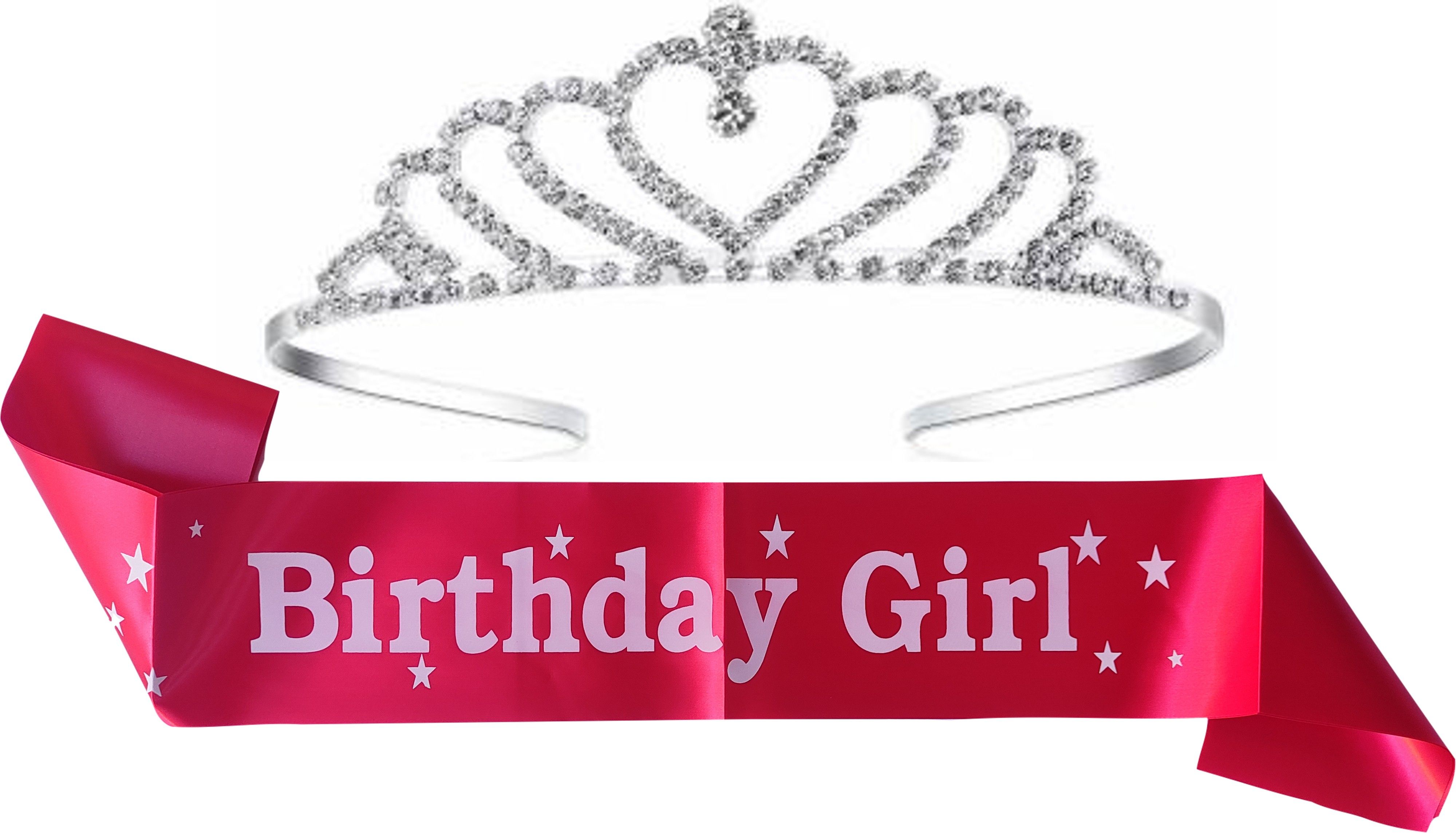 kumar & sons Happy Birthday Girl Sash and crown Tiara I Dark Red Sash I Diamond Ring Crown-picture-12