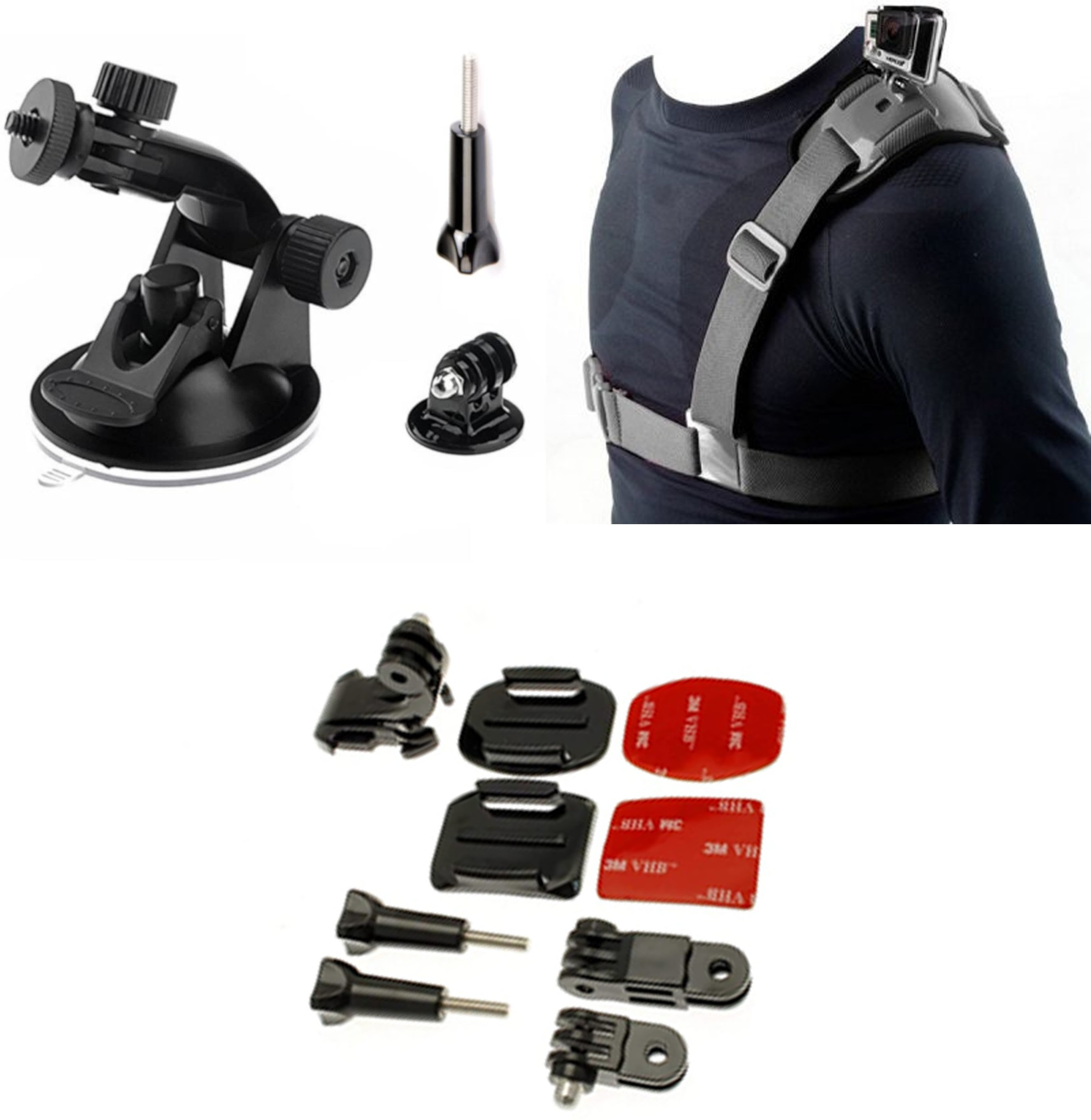 quikprof Helmet mountkit Suction Cup and Shoulder Strap for Gopro, YI, SJCAM Strap image 1