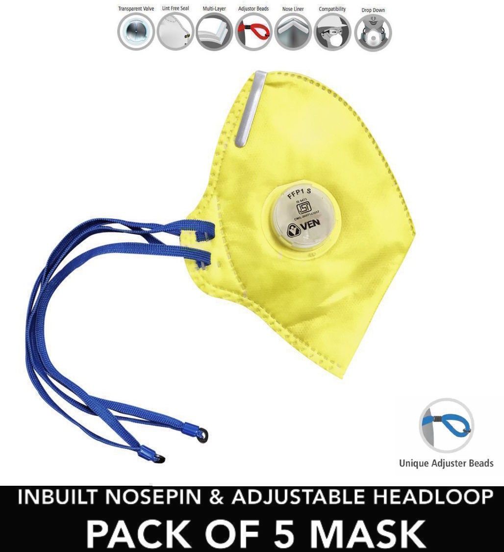 Pack of 5 Mask For Men Women Kids Teens Girls Boys Adults School Students Office Staff Premium Protection Valve Mask Carbon Activated Filter Face Mask Unisex Mask Anti Pollution Respirator Mask PM2.5 Filteration Mask Air Circulation Breathable Mask With Adjustable Nose Clip Combo Pack Mask Reusable Mask High Quality Face Mask Soft Fabric Premium High Quality Surgical Mask Multilayer Cotton Cloth N95 Mask Washable Pollution Mask With Adjustable Long Head Loop Earloop Multilayer Fabric Mask Designer Mask Anti Bacterial Mask Anti Virus Mask Anti Germ Mask Pharmaceutical Mask Antimicrobial Mask Yellow Mask Reusable, Washable-image-42
