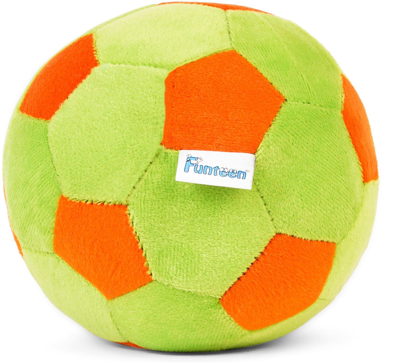 Soft Toy Plush Baby Ball with Rattle Sound (Orange & Green) - 11 cm