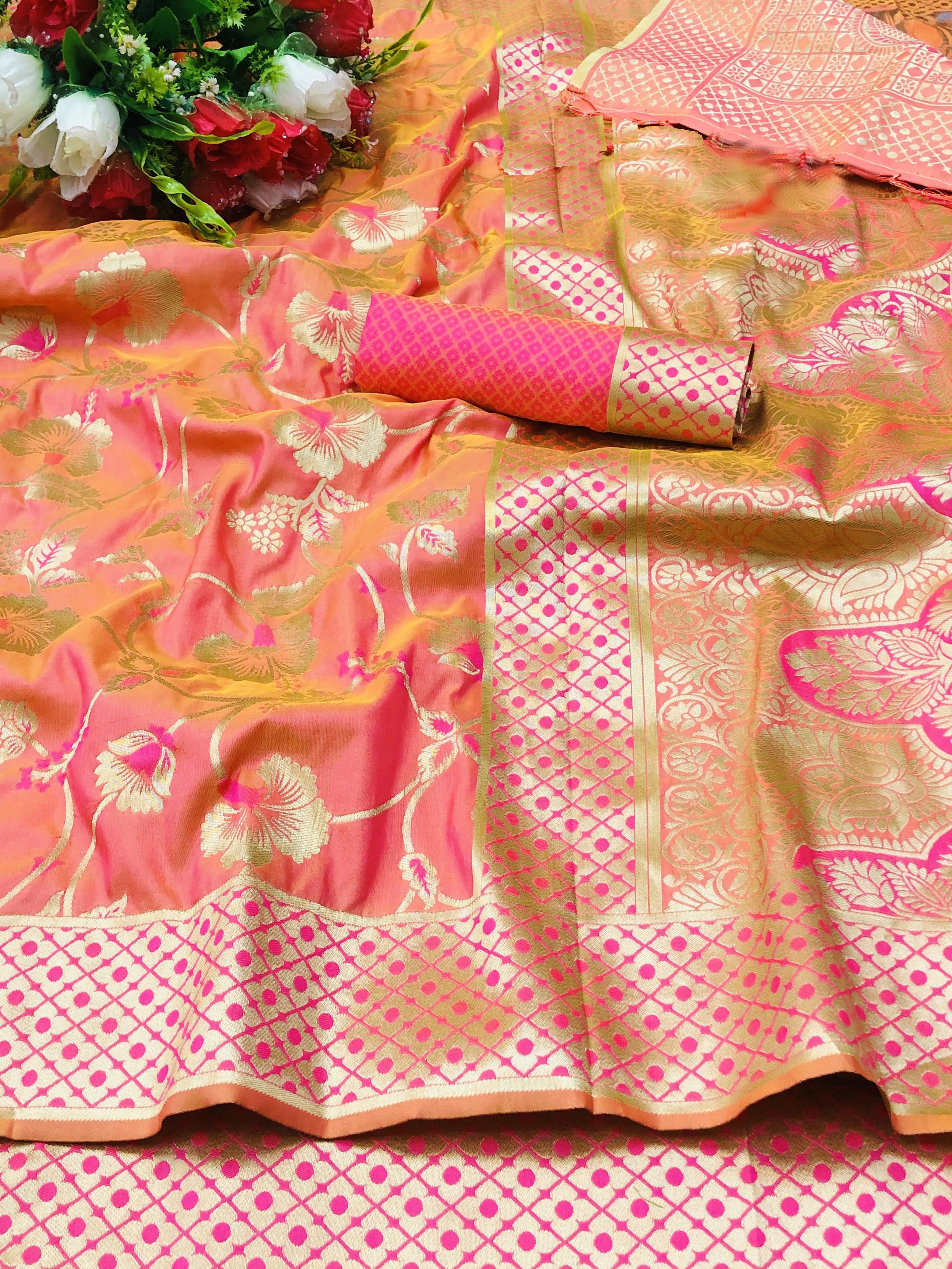 kanjiqueen Woven, Self Design Banarasi Silk Blend, Pure Silk Saree-picture-11