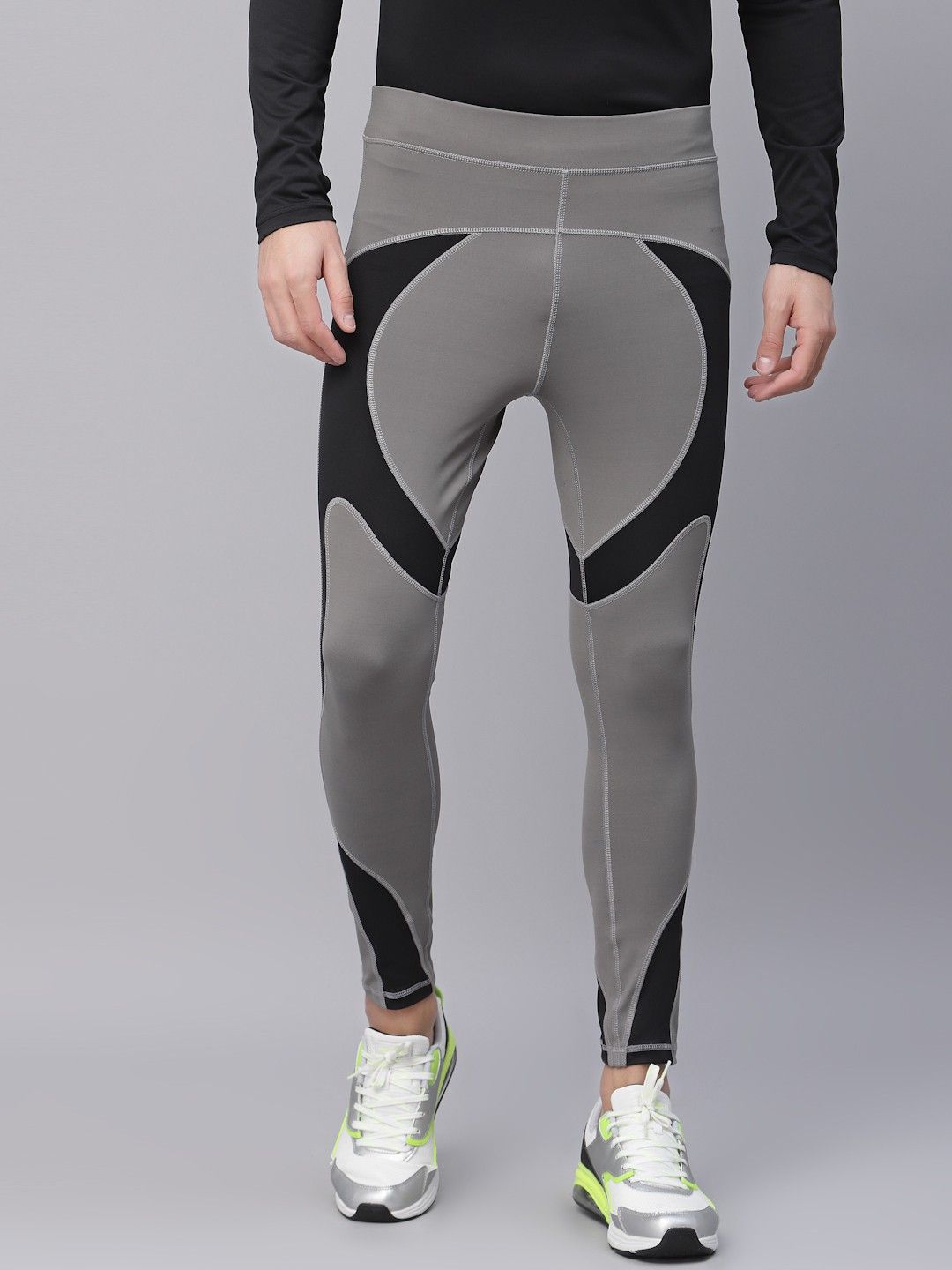 jump usa Color Block Men Grey, Black Tights-picture-26