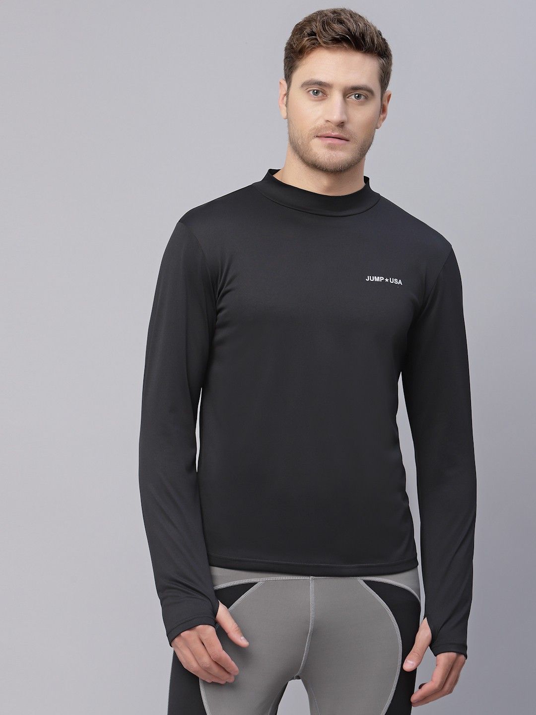 jump usa Solid Men Black Tights-picture-13