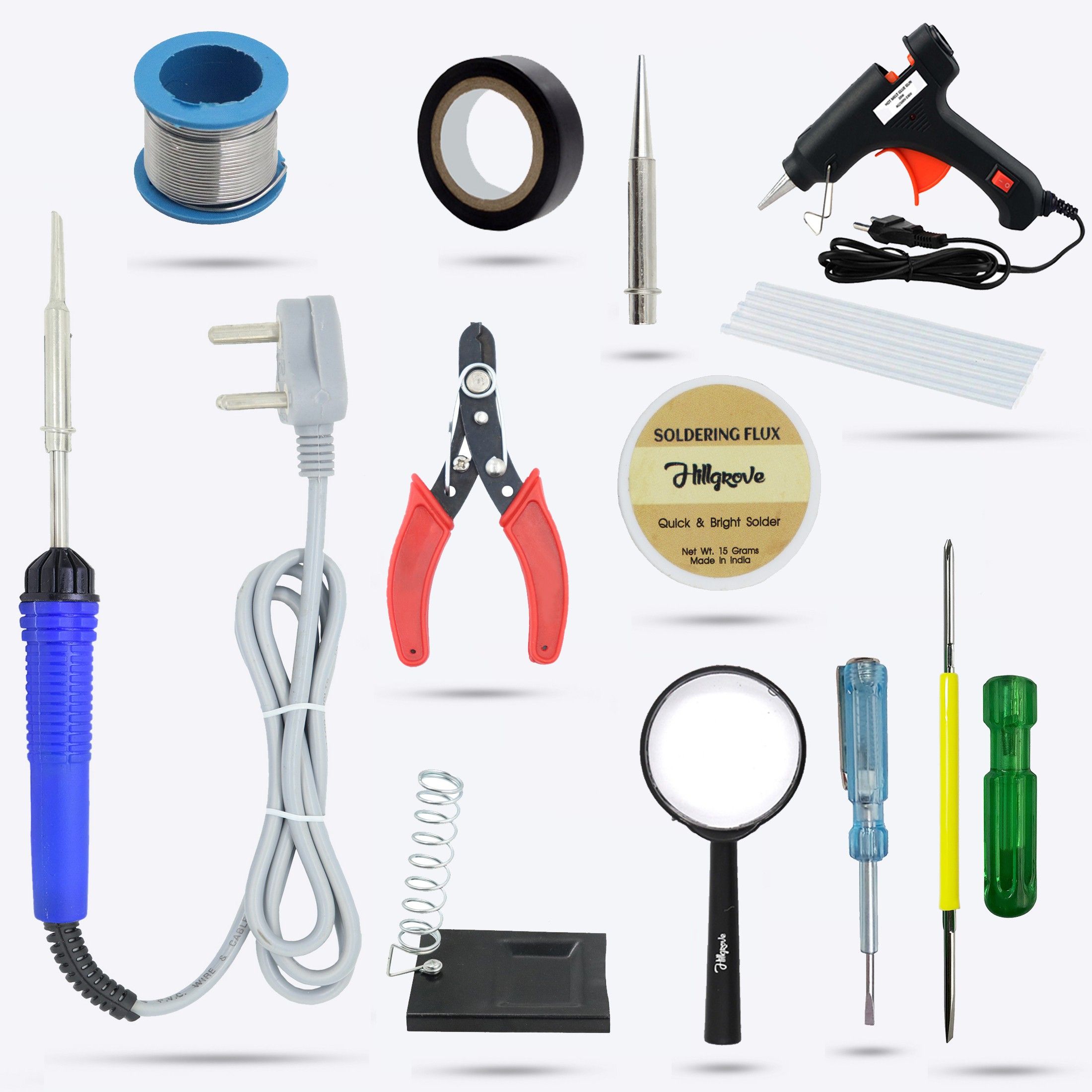hillgrove HGCM90M1 12in1 Mobile Soldering Iron With Glue Gun Magnifying Glass 25 W Simple-picture-17