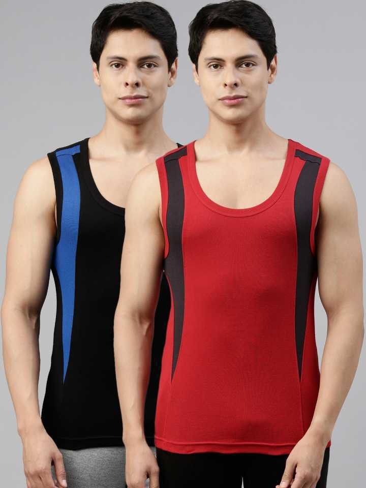 Pack of 2 Sleeveless Cotton Ideal for Gym Men Vest-image-14