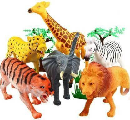 mata janki traders 12 Pieces Wild Animals(Medium Size) -Learning and Educational Toy+Made of Rubber image 1