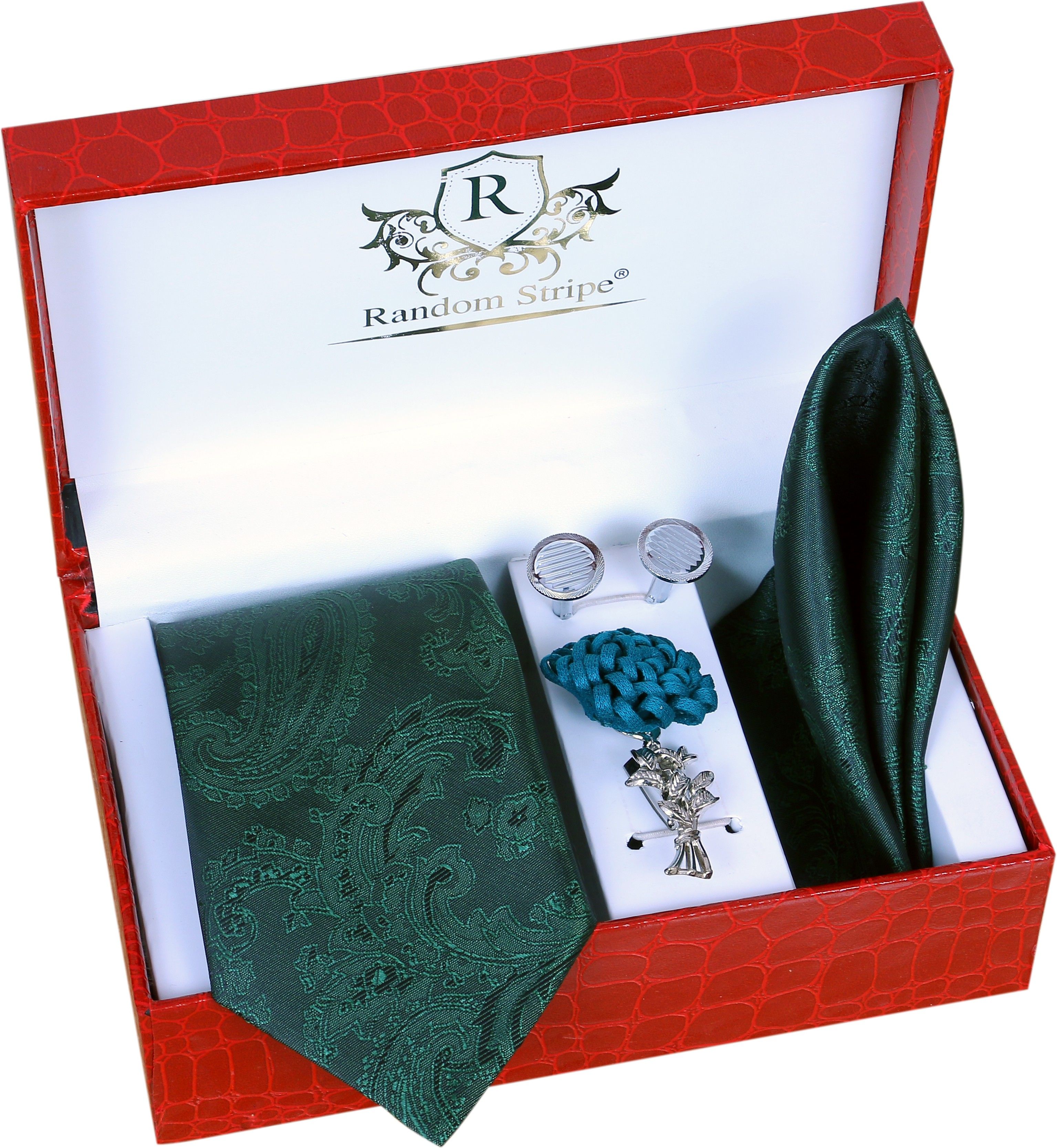 RANDOM STRIPE Silk Cufflink & Tie Pin Set