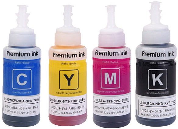 R C Print Compatible Ink For EPSON T664 L100 , L110 , L130 , L200 , Black + Tri Color Combo Pack Ink Bottle-image-32