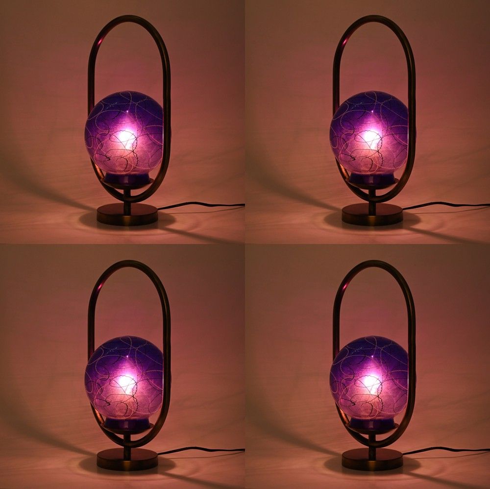 Home Decorative Stylish Table/Night Lamp, Oval, LED Compatible, (Pack Of 4) Table Lamp-image-17