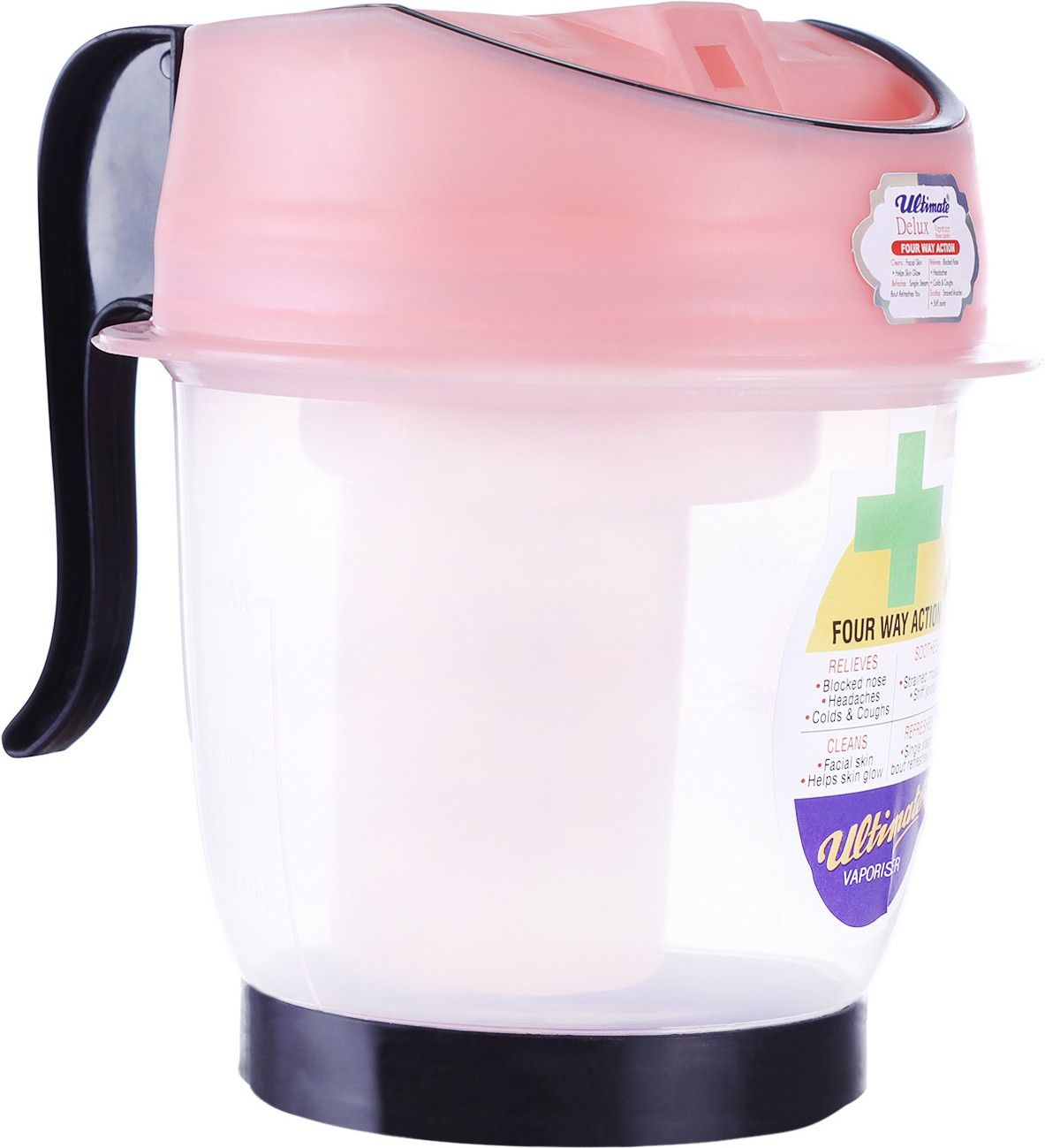 ULTIMATE Delux Vaporiser Steam Inhaler 4 Way Action, Vaporiser / Facial Steamer / Steam Inhaler ( Ice Pink ,Transparent ) Vaporizer-image-0