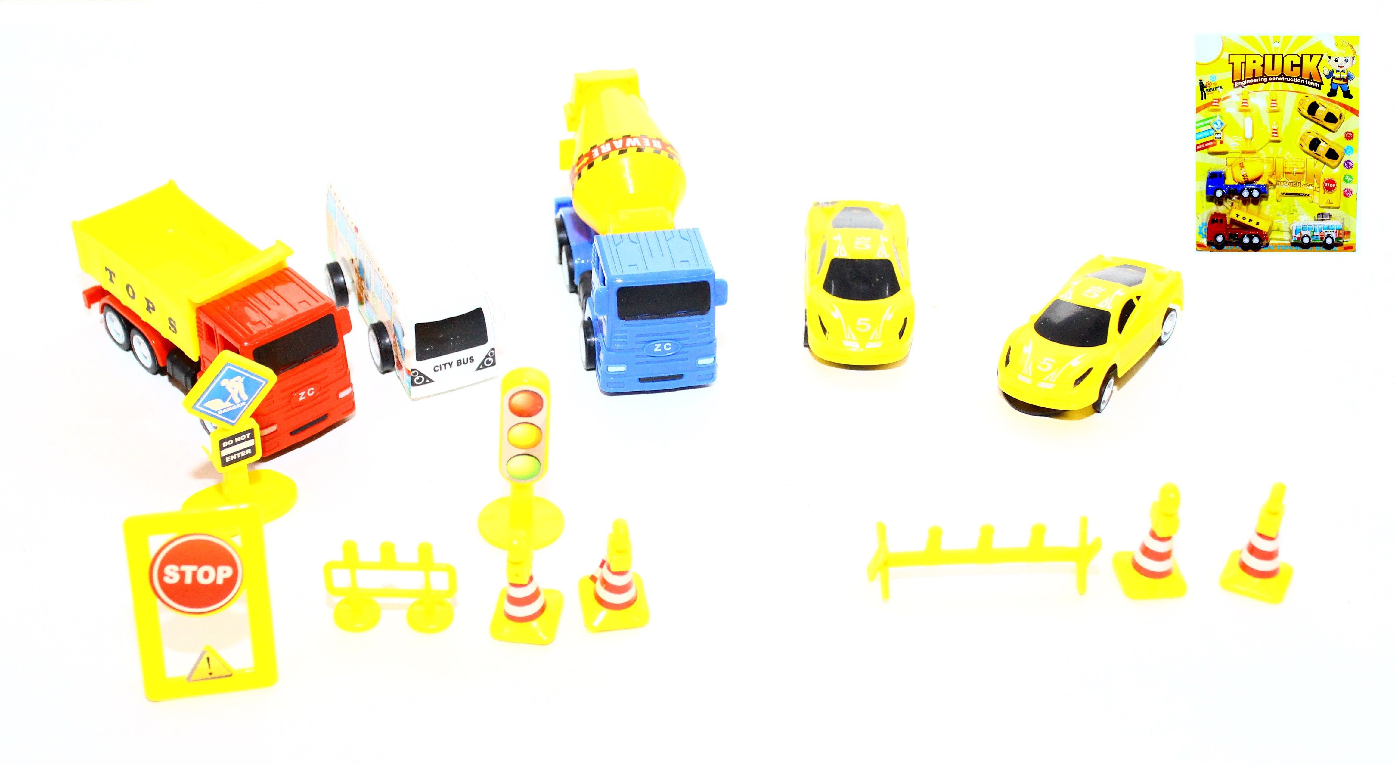quasar Construction ABS Plastic Material Trucks Dumper Cement Mixer And Other Tools Set-picture-2