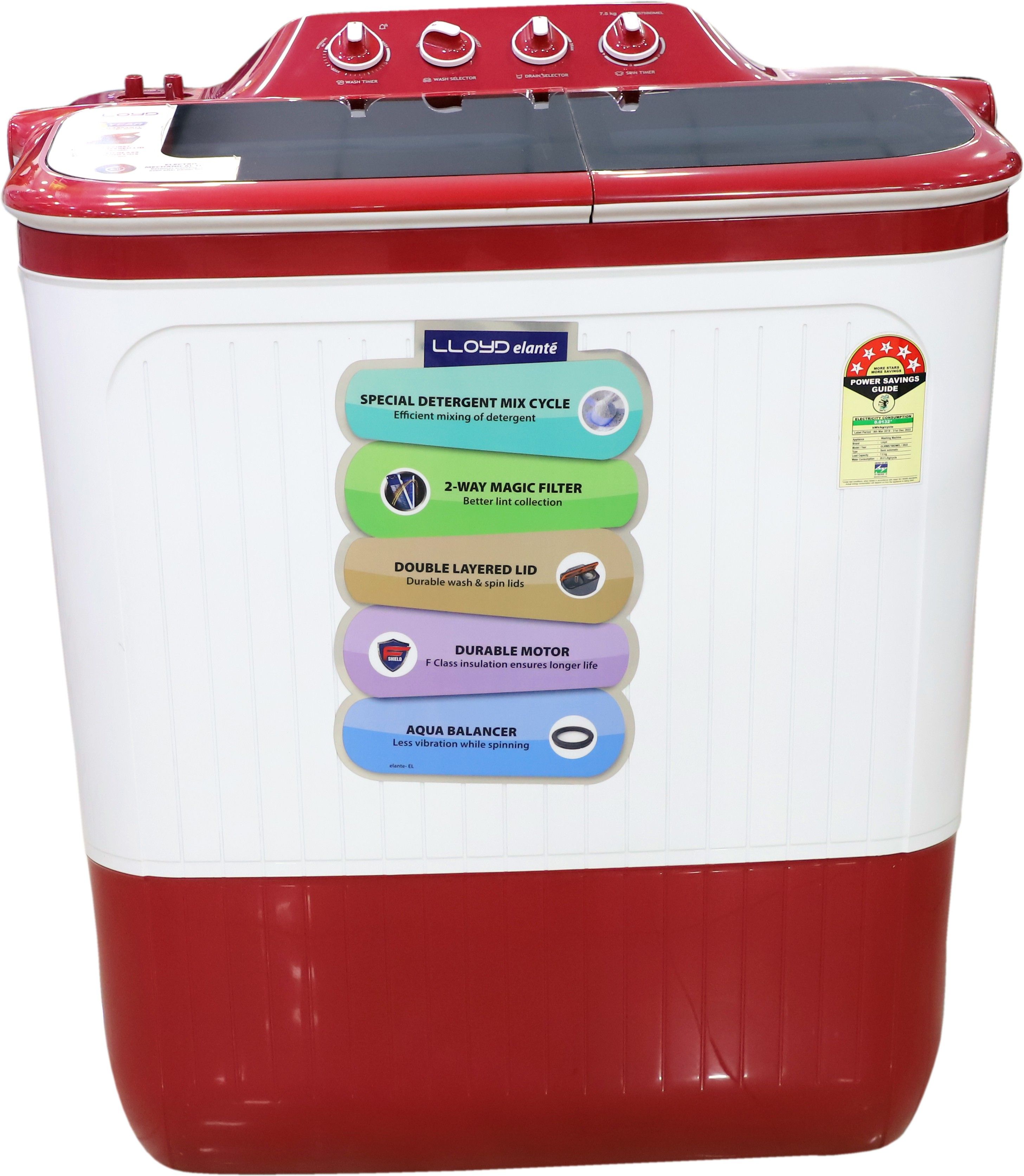 lloyd by havells 7.5 kg Semi Automatic Top Load Maroon-picture-20
