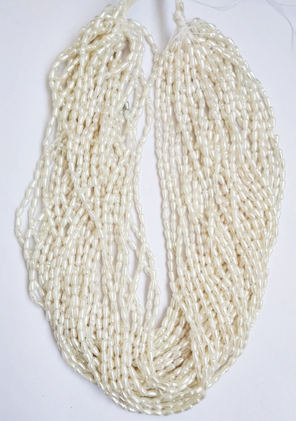 5MM Off-white color Drop Shape Pearl Beads[Pack of 30 chain,2400 Beads approx]-image-3