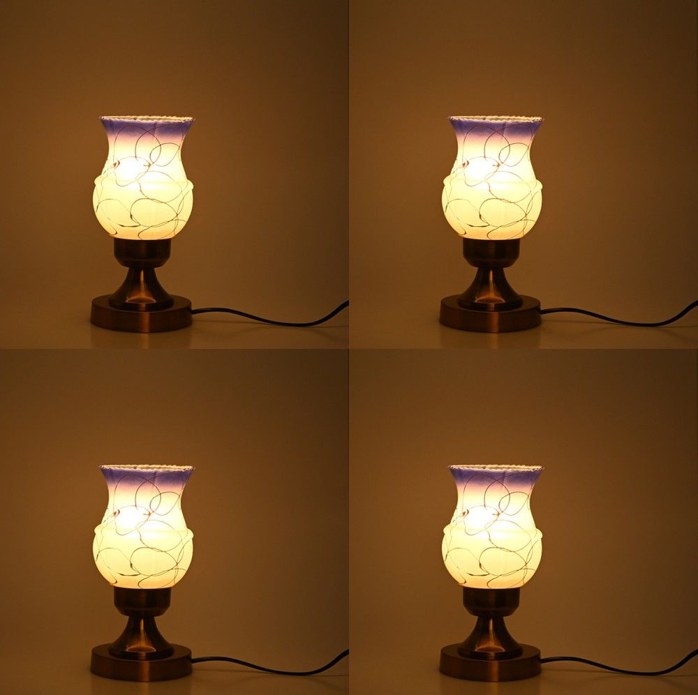 afast Stylish Table Lamp With Decorated Glass Shade, Round, LED Compatible,(Pack Of 4) Table Lamp-picture-15