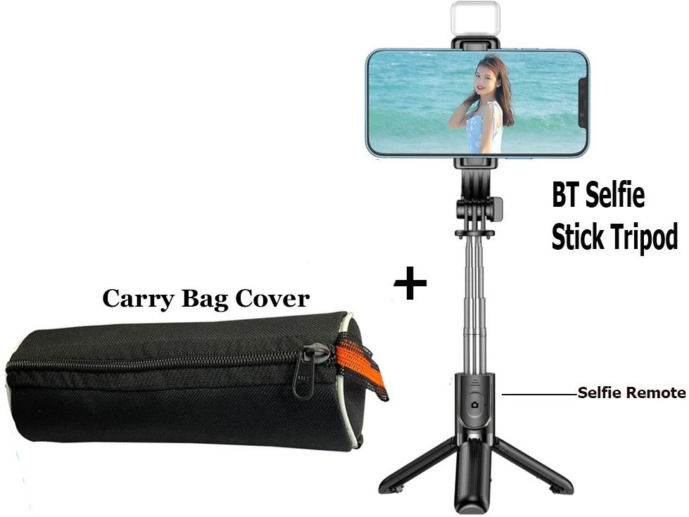 BUFONA 3-in-1 BT Remote Selfie Stick with LED Fill Light+Carry Bag Mobile Stand Holder Tripod, Monopod, Monopod Kit, Tripod Ball Head, Tripod Clamp, Tripod Bracket, Tripod Kit-image-25