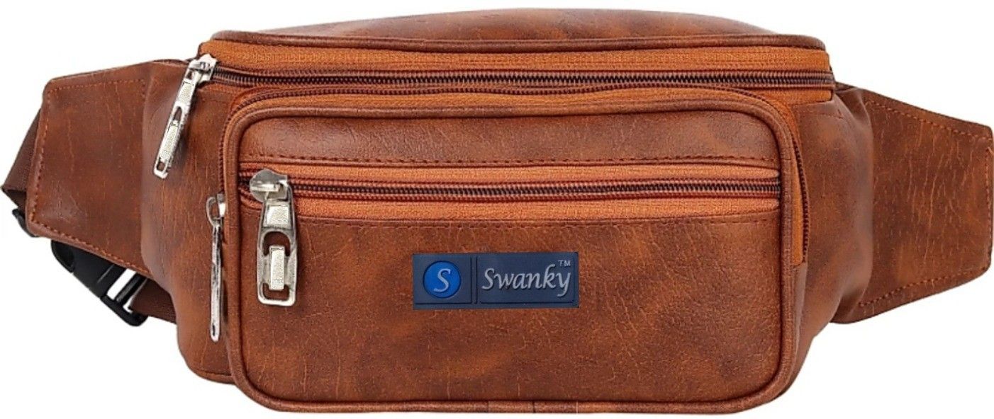 Swanky Leather Waist Pack Travel bag for Money|Belt| Cards| Mobile|Documents|Books And Bills Dairy Pouch Cross Side Bags for men Women. With Belt Stylish Waist Luggage Accessories With Trust Unisex PU Waist Pack bag with Belt for travel-image-49