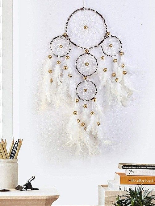 dhruvtar store Traditional Indian wall Art for Bedrooms, Home Wall, Hanging Design Aluminium, Nylon, Wood, Feather Dream Catcher-picture-12