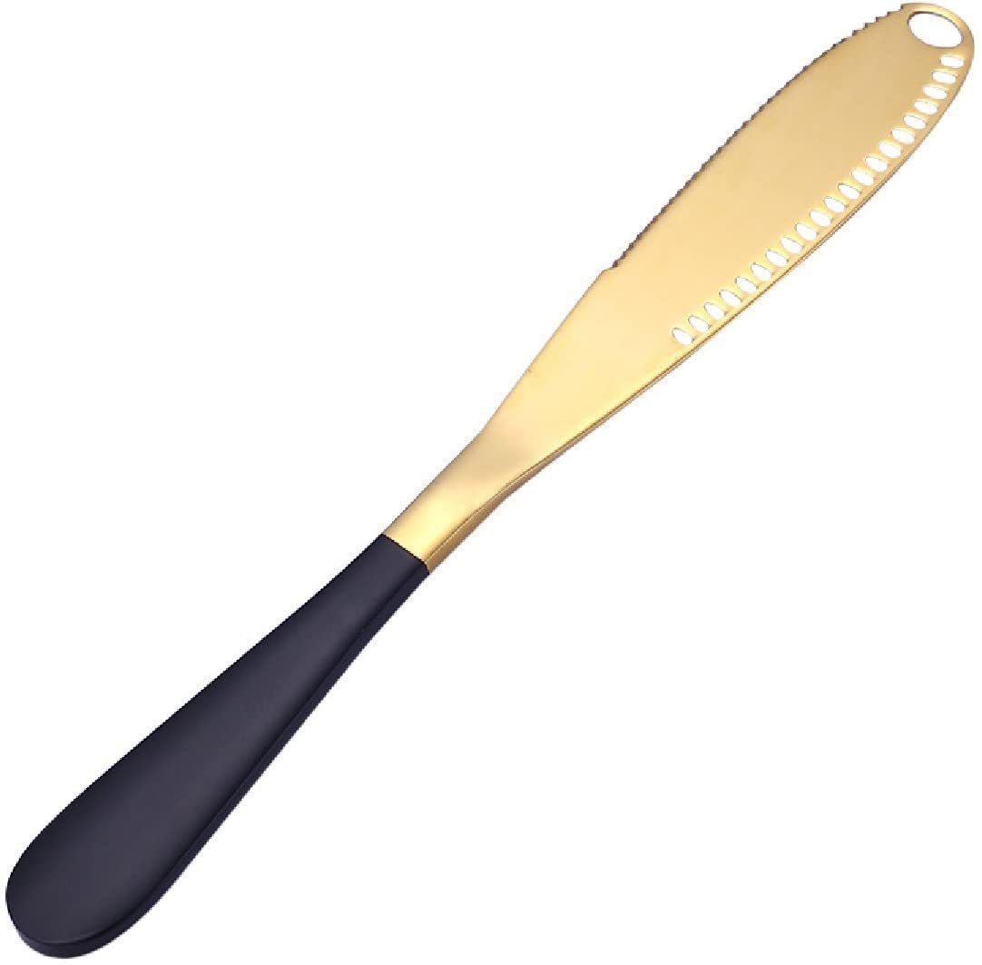 tomatus 1 PCS Butter Knife, 3 in 1 Stainless Steel Easy to Hold (Gold,Black) Stainless Steel Butter Spreader, Cheese Knife-picture-40