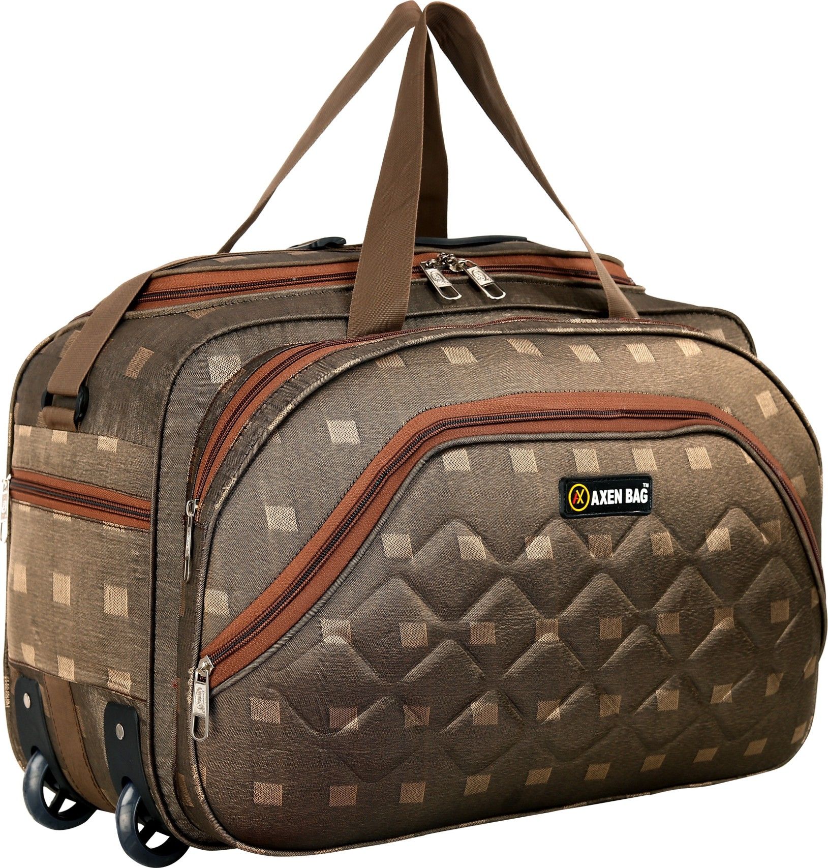50 L Strolley Duffel Bag - 50 L STROLLEY DUFFEL BAG - DUFFLE BAG FOR MEN AND WOMEN - Brown - Regular Capacity