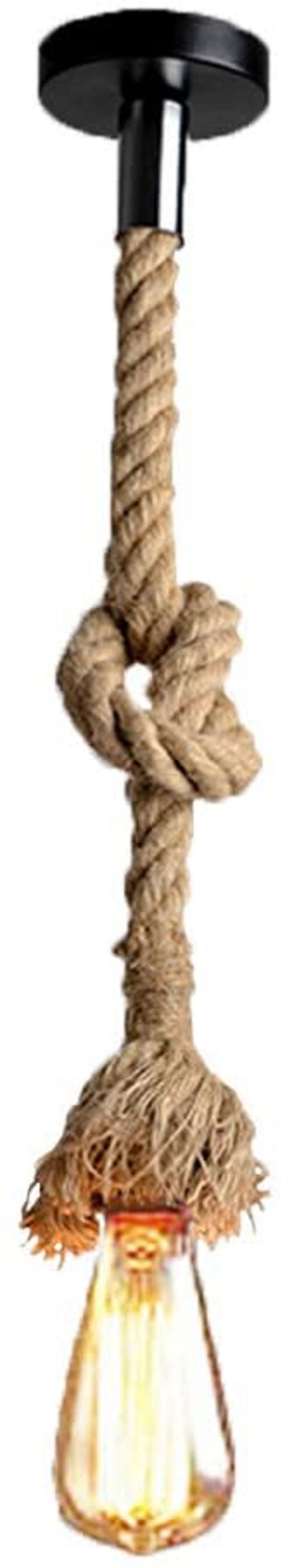 Vintage E27/E26 Base Hemp Rope Light Cord, Retro Pendant Ceiling Lamp(Pack of 1) Chain Jute Light Hanging Chain Rod