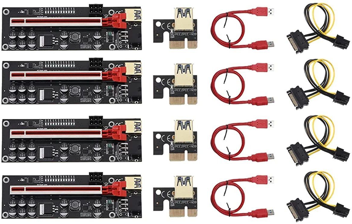 LipiWorld Pack Of 4 VER011-PRO Riser Card 10 Capacitors PCI-E 1X to 16X GDDR4 16 GB NVIDIA Chipset 64 bit 120 MHz Graphics Card