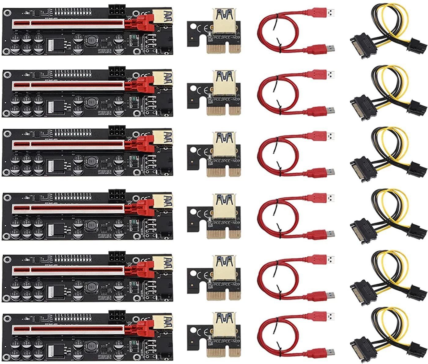 LipiWorld Pack Of 6 VER011-PRO Riser Card 10 Capacitors PCI-E 1X to 16X GDDR4 16 GB NVIDIA Chipset 64 bit 120 MHz Graphics Card-image-20