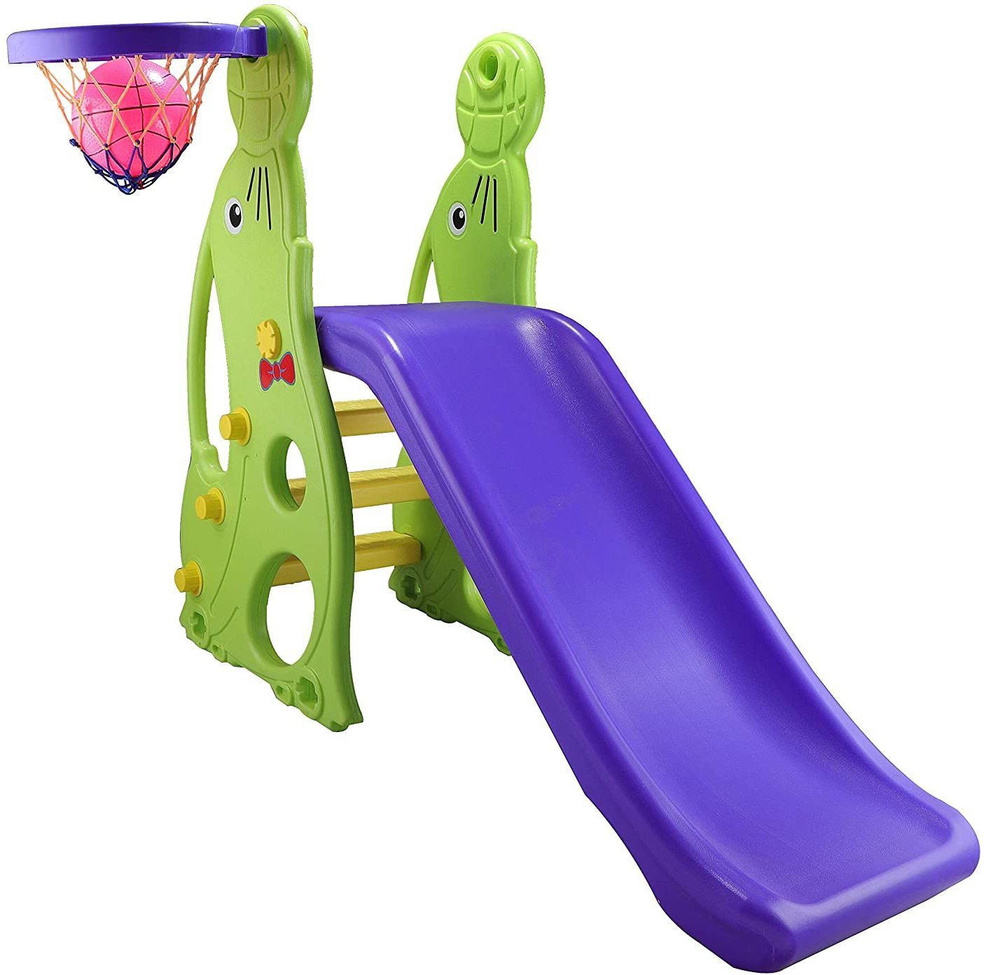 Garden Slide in Dolphin Shape with One Basket Ball for Kids Age 1 To 7 Years