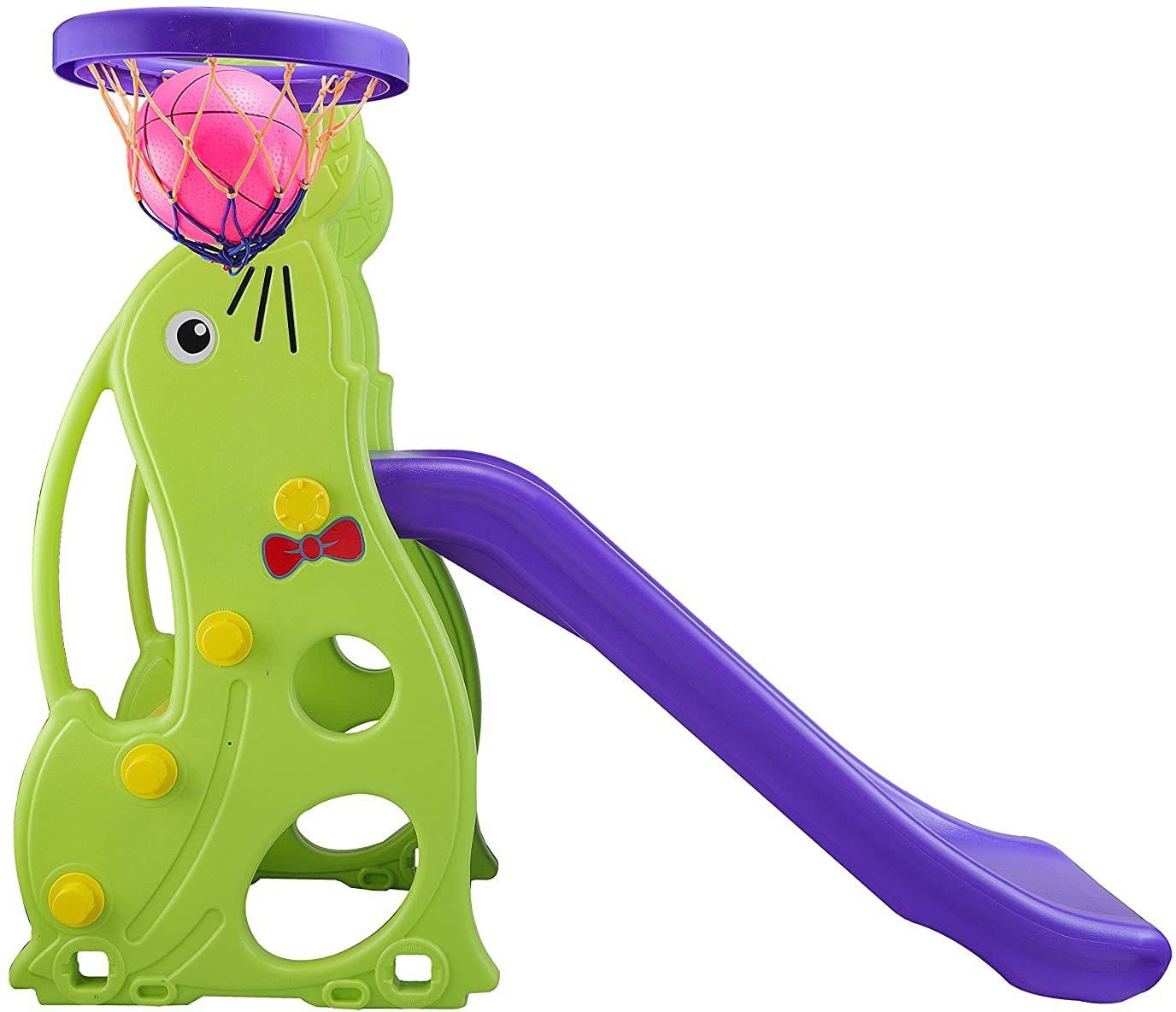 Baby Slide - Garden Slide in Dolphin Shape Along with One Basket Ball for Kids