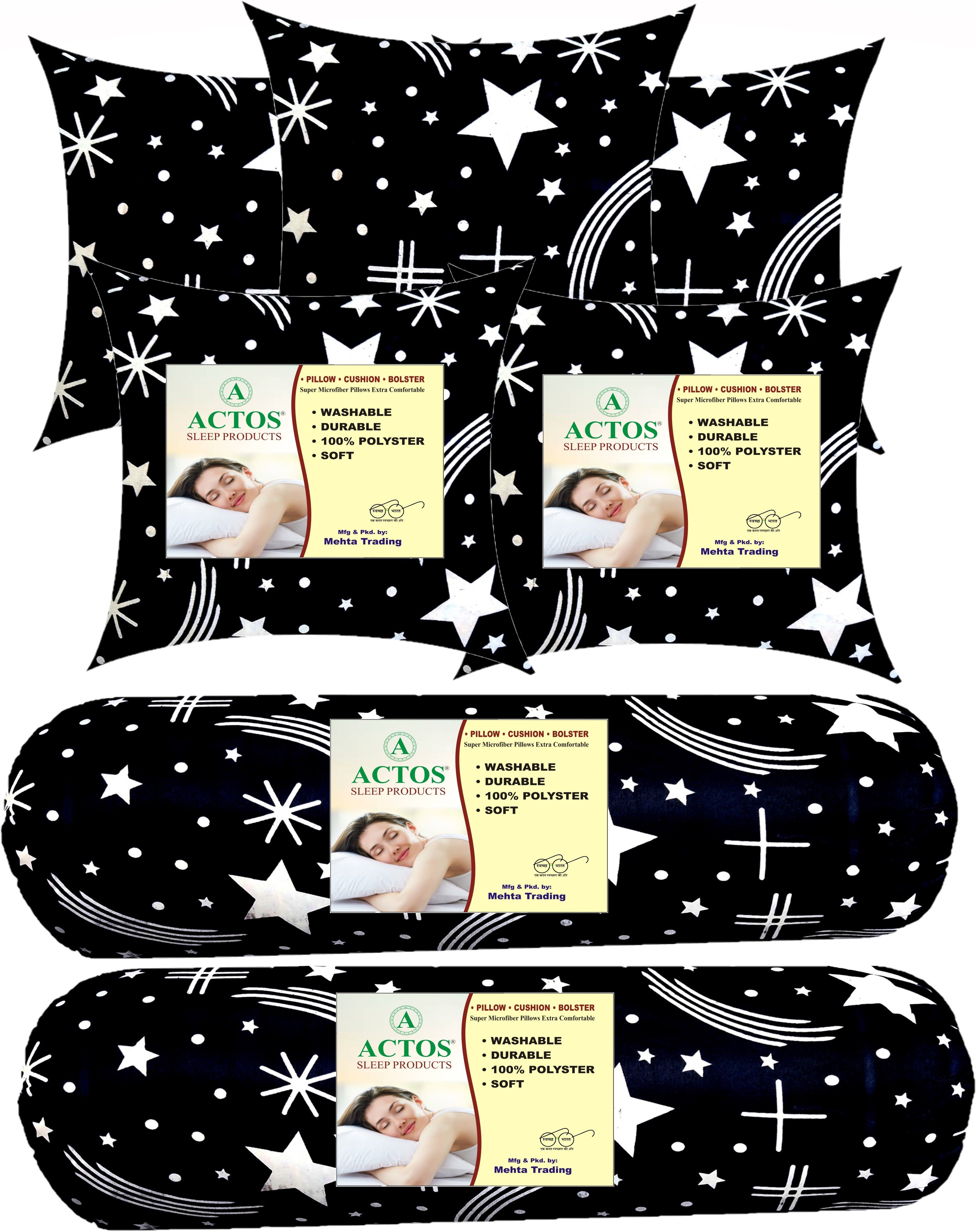 5 Cushion And 2 Bolster Microfibre Geometric Bolster Pack of 7