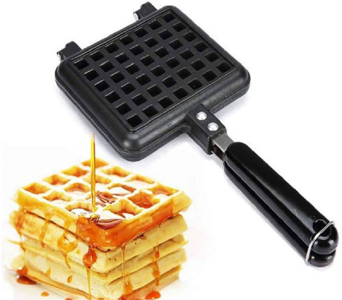 Non Stick Waffle Maker Mould for Gas Burner Stove 0 W Pop Up Toaster-image-38