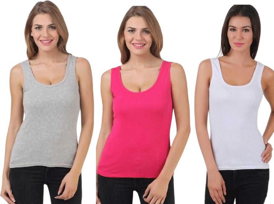 Women Grey, Pink, White Tank Top/Vest-image-34