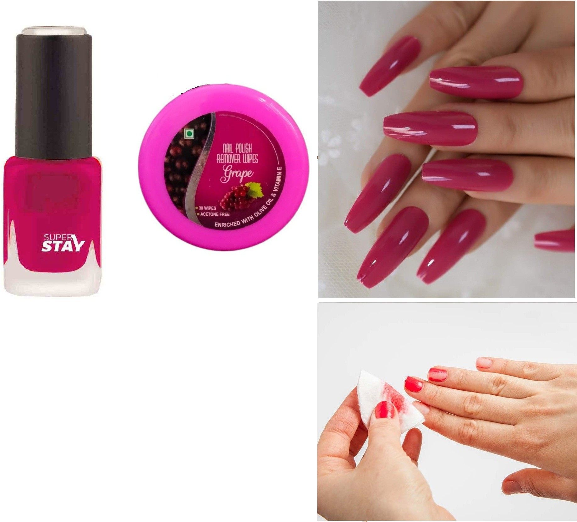 NAIL POLISH WITH NAIL POLISH REMOVER COMBO SET 30 WIPES ENRICHED WITH VITAMIN E NAIL PAINT ART NAIL MAKEUP COMBO-image-19