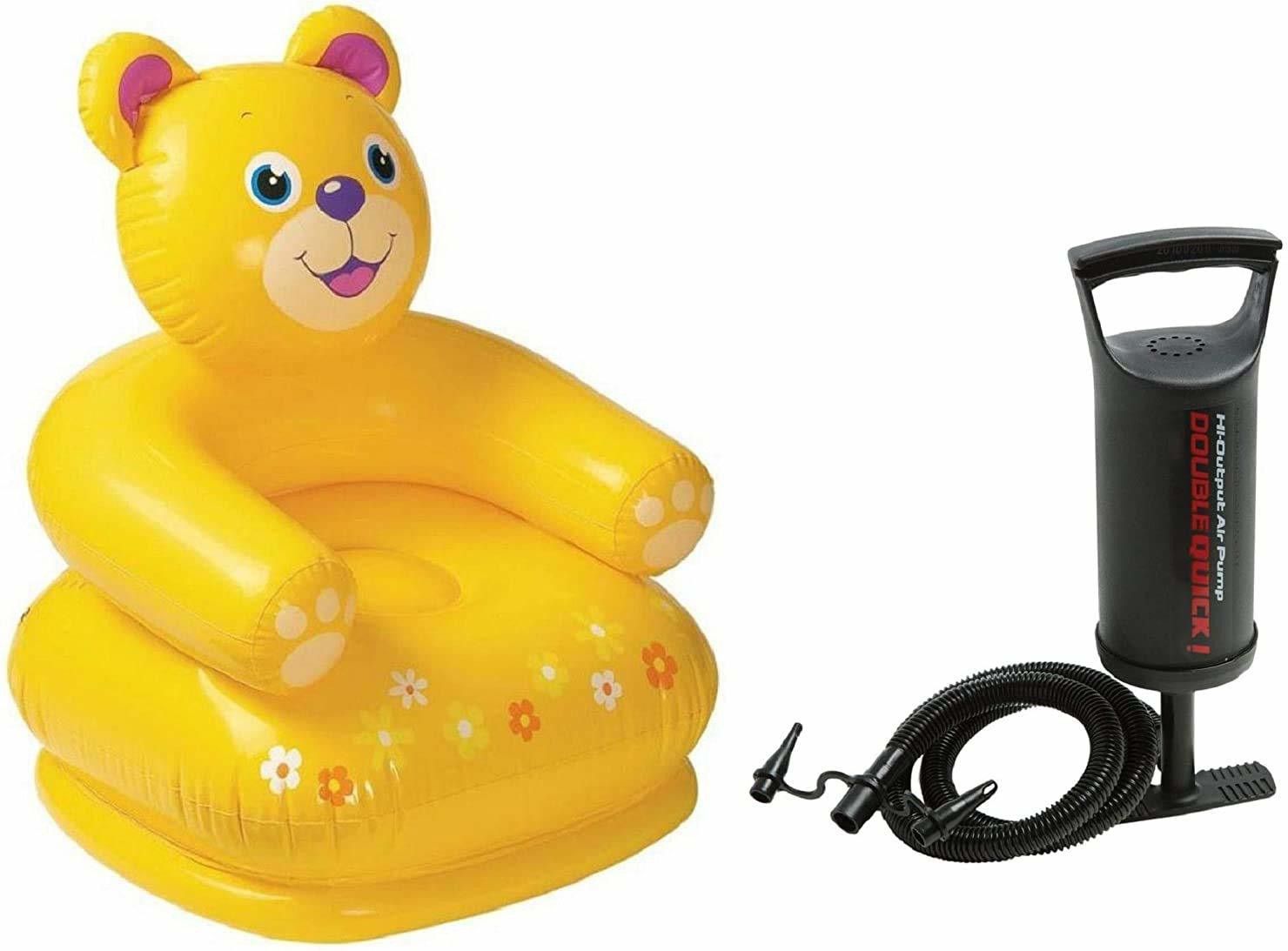Happy Animal Shape PVC Inflatable Sofa Chair with Hand Air Pump (Chair & Pump)-image-46